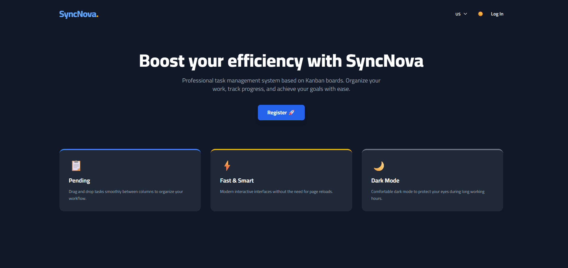 لقطة من الصفحة الرئيسية لتطبيق SyncNova